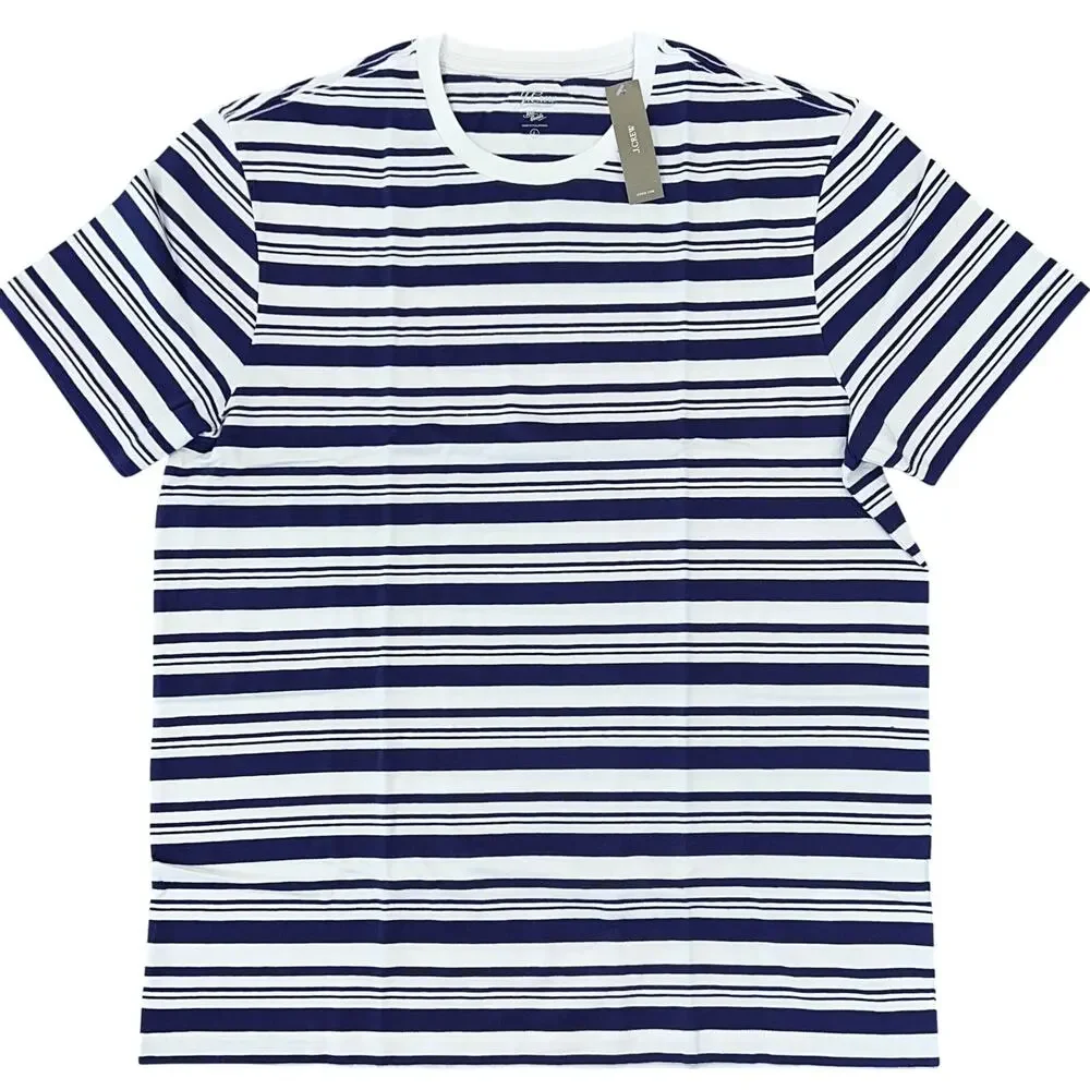 NWT J. Crew Men's Navy Pulse & White Stripe Cotton Crewneck T-Shirt